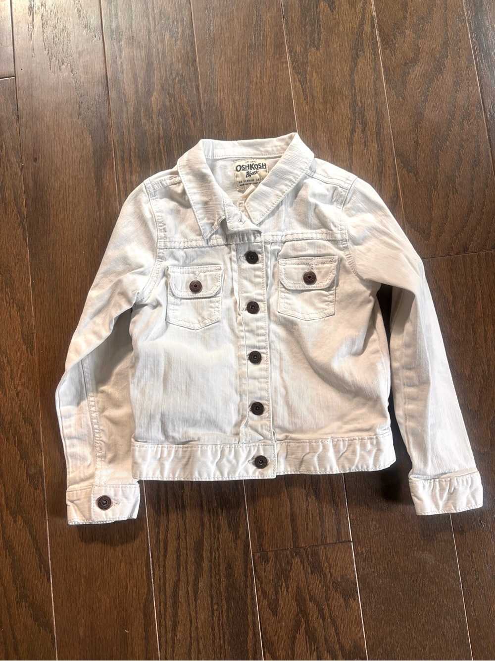 Osh Kosh B’Gosh Girls White Button Up Denim Jean Jacket-Size 8